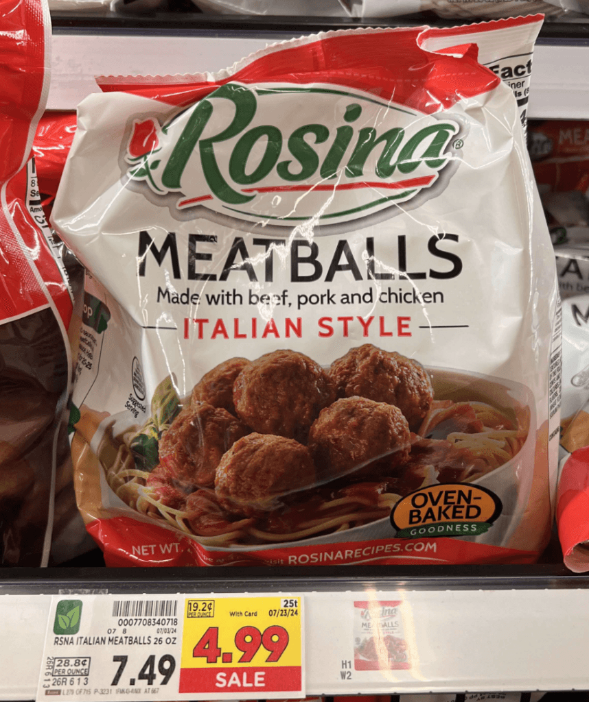 rosina meatballs on kroger shelf